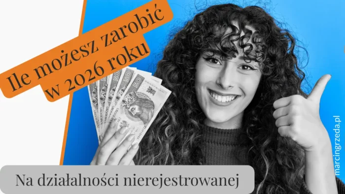 Ile można zarobić na działalności nierejestrowanej w 2026 roku. zdjęcie przedstawia kobietę z plikiem banknotów. Kobieta jest uśmiechnięta i szczęścliwa.
